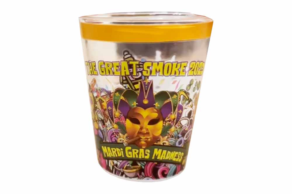 The Great Smoke 2023 Mardi Gras Shot Glass