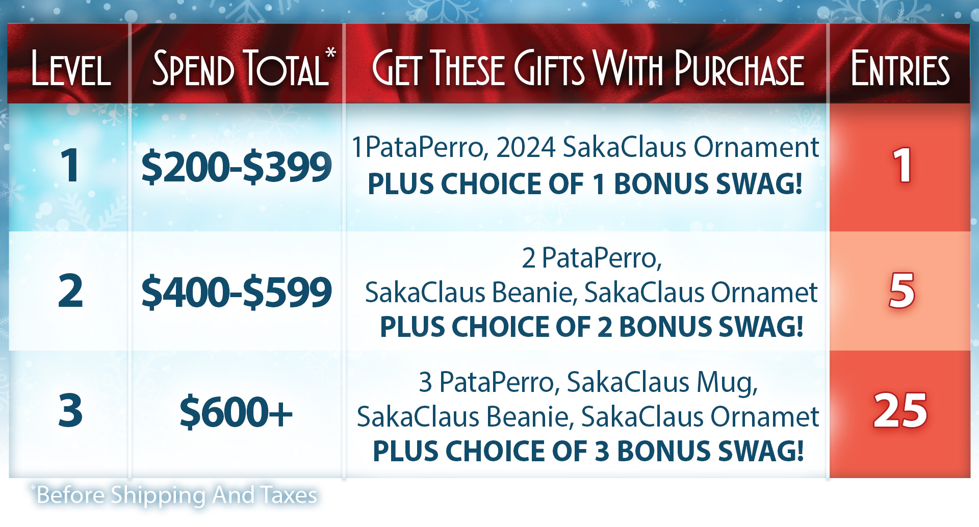 Holidays with Saka Claus Promotions